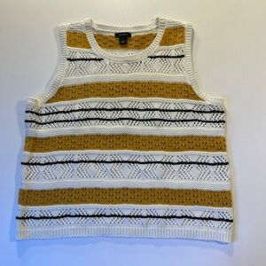 Halogen Women’s Sleeveless Stripped Knitted Semi Sheer Sweater Top Size 1 Large